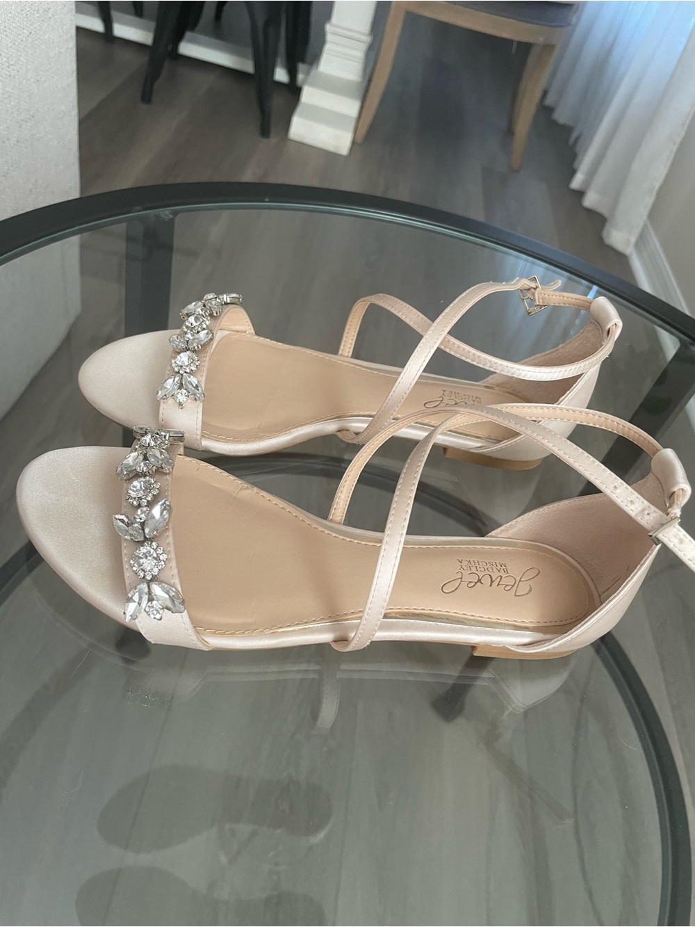 Badgley Mischka Blush Crystal-Embellished Strappy Sandals - Picture 3 of 6